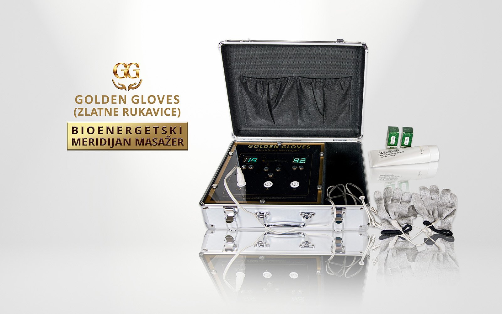 Otvoreni Golden Gloves kofer sa kontrolnom jedinicom i priborom